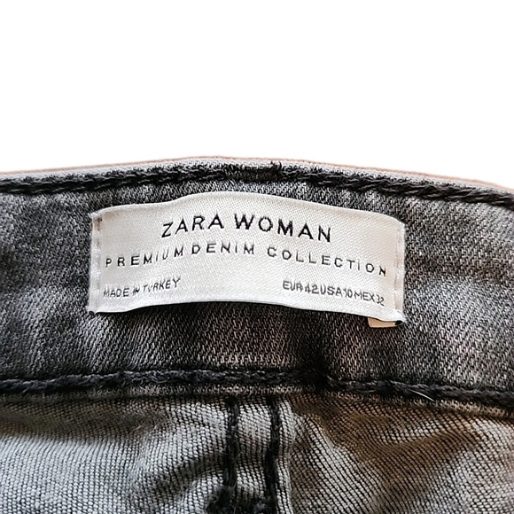 Zara Women's Relaxed Fit Jeans, Frayed, Size 10 Grey Wash A1 - Picture 2 of 5